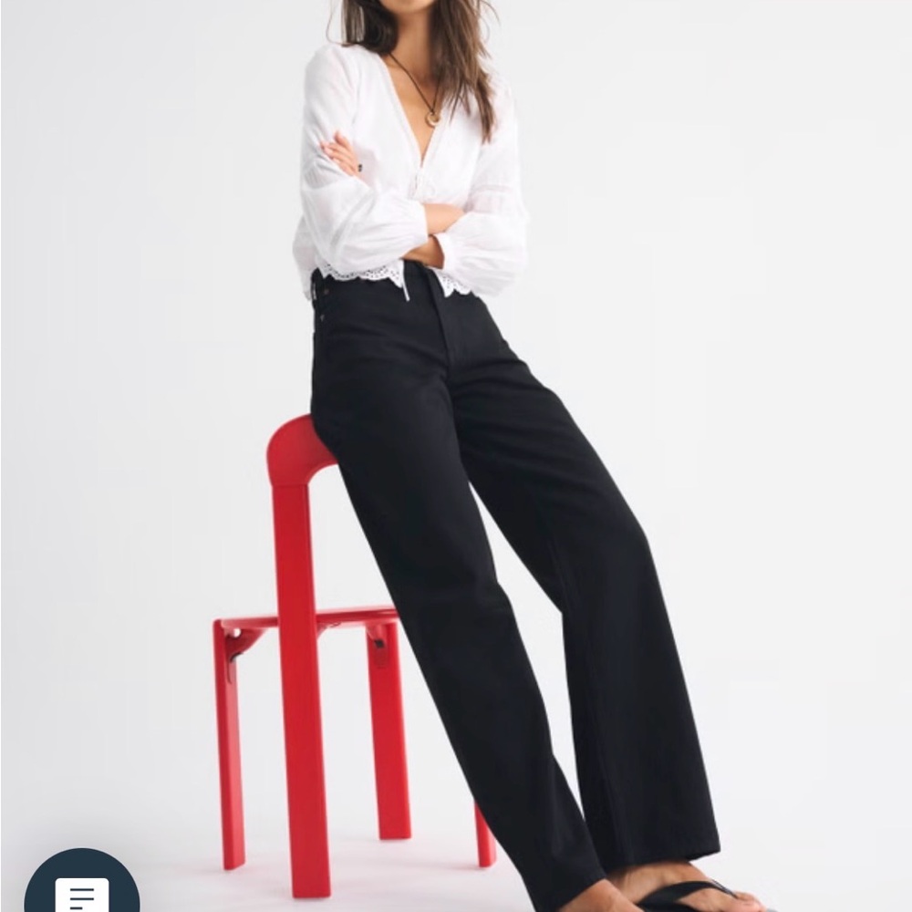 NEW Abercrombie & Fitch Loose High Rise Woman Faded Black Size 36 22